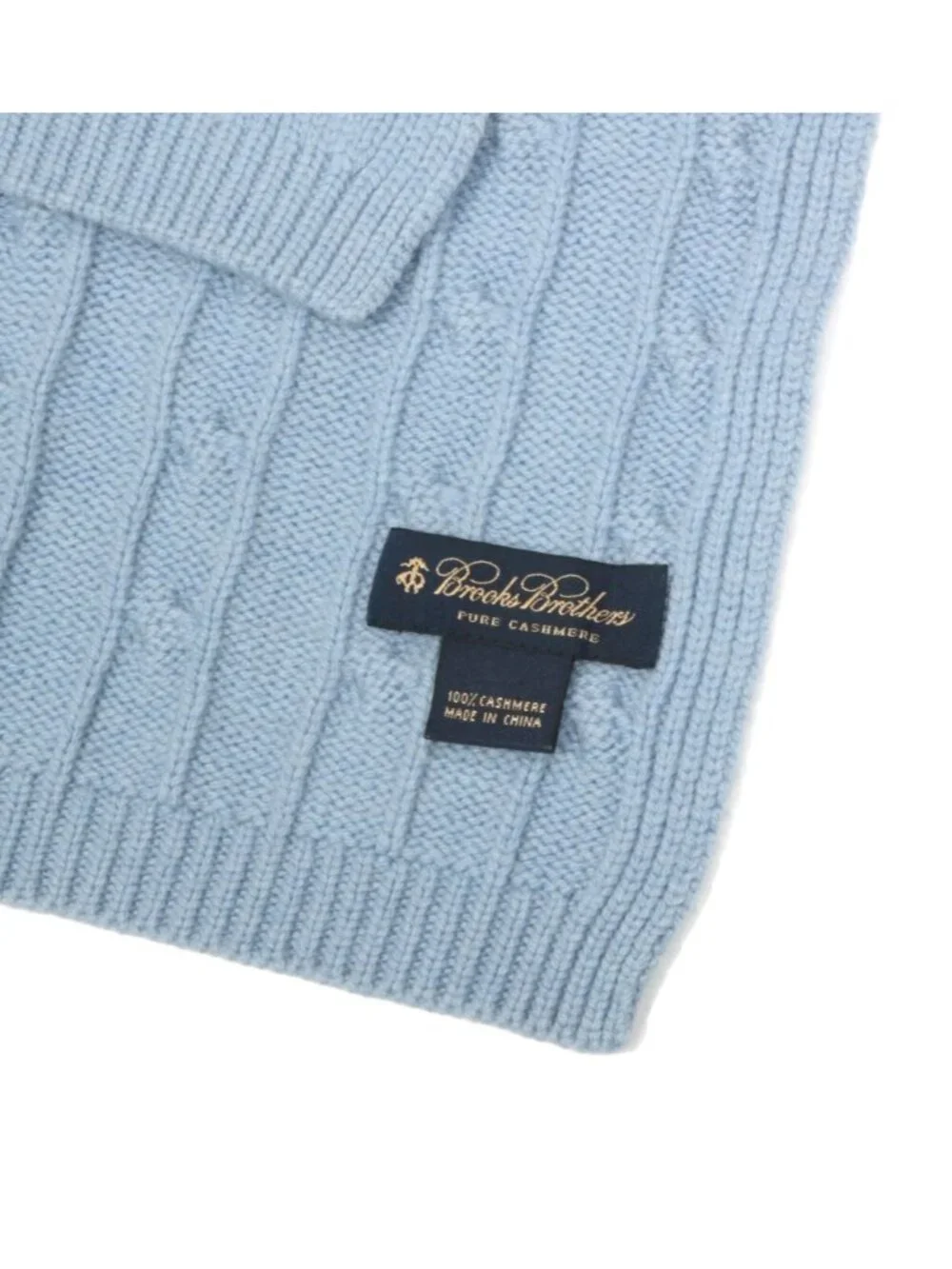 BROOKS BROTHERS Powder Blue Cable Knit 100% Cashmere Scarf /356
